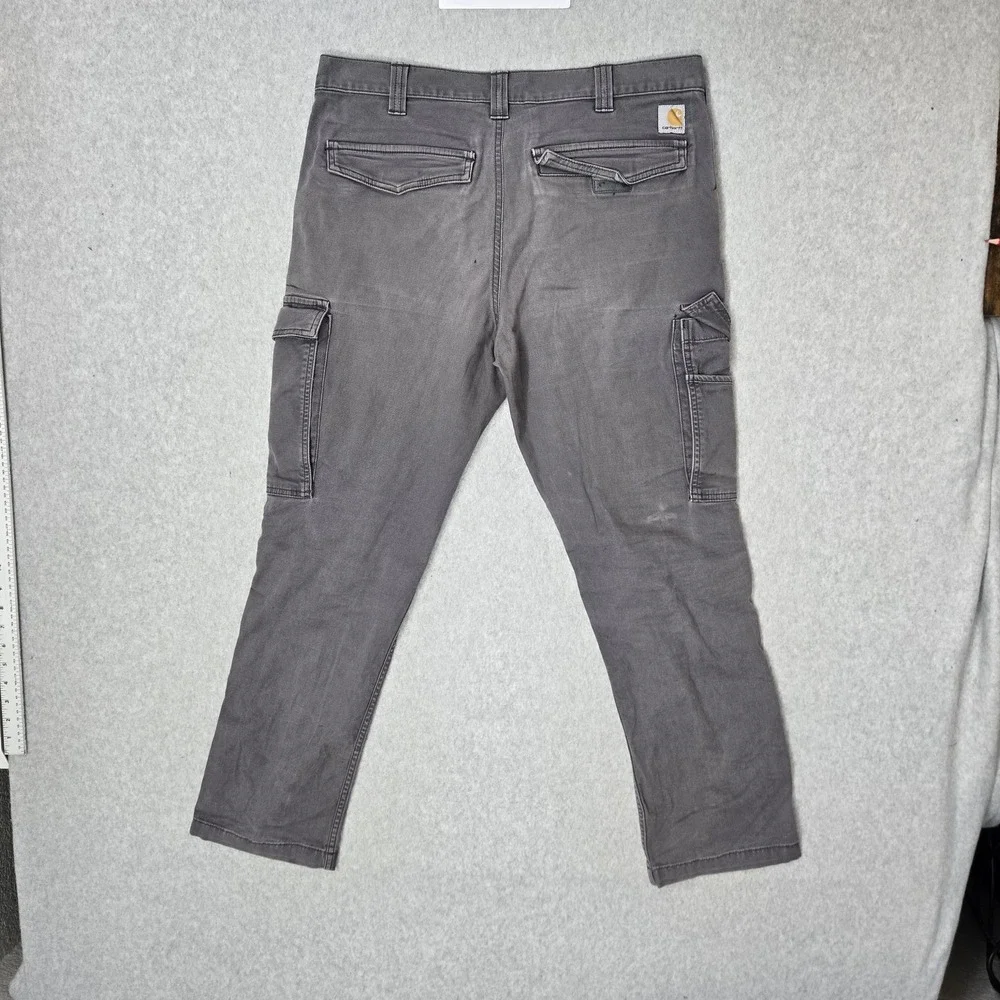 Carhartt Men Pants 33X30 Gray Cargo Canvas BN3574-M Rugged Flex Relaxed Fit READ